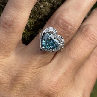 3.51 CT Fancy Vivid Blue Heart Lab Grown Diamond Ring