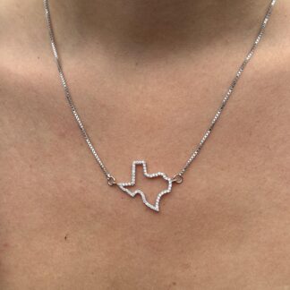 Lab-Grown Diamond Texas Pendant with Box Chain in 14kt White Gold