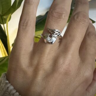 White Gold Baby Angel Memorial Ring