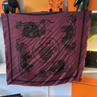 Hermès Silk Les Parfums Plum Scarf