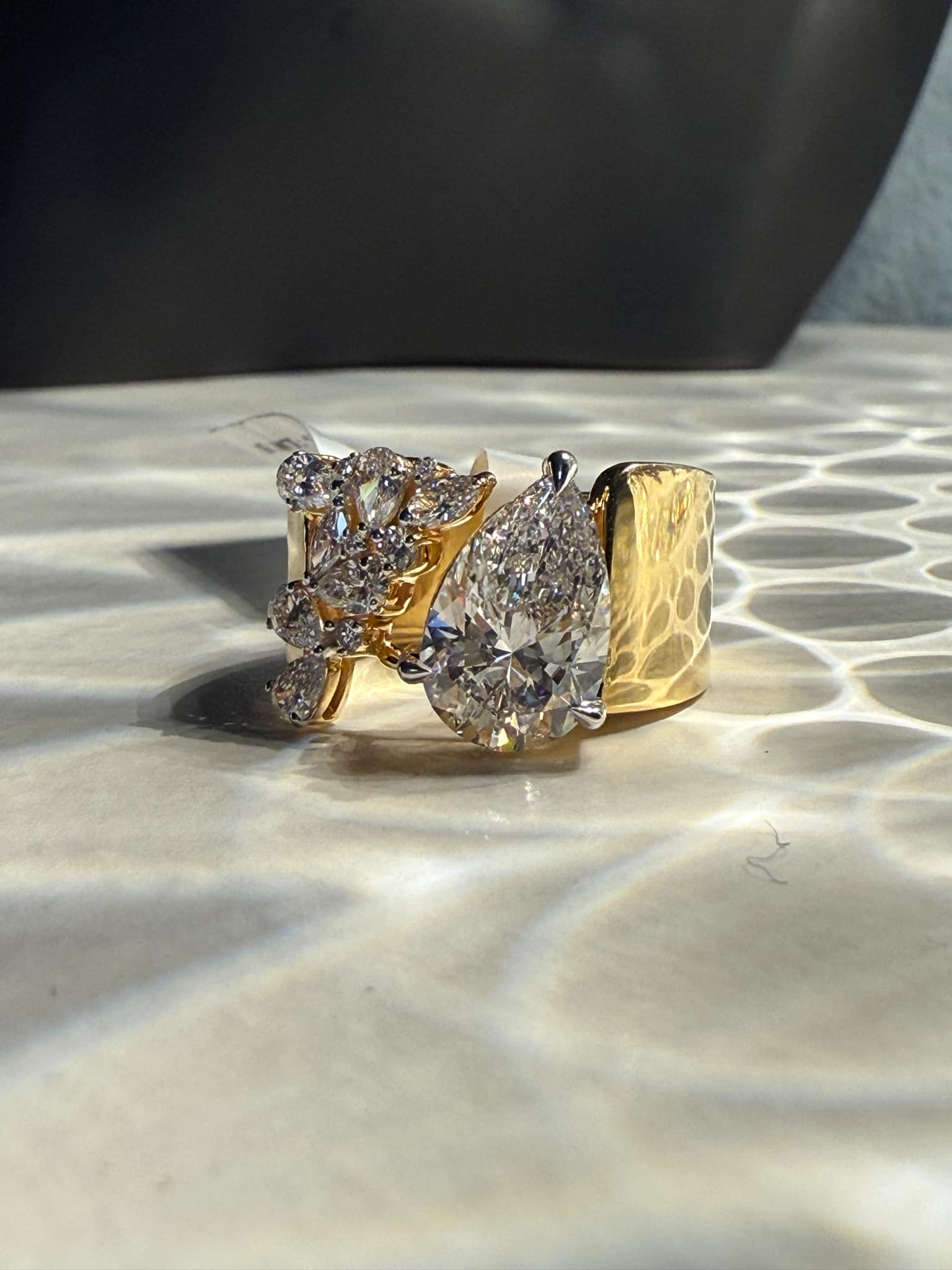 Pre Order : Lab Grown 3.69 TCW Pear Brilliant Cut Diamond Ring - Image 2