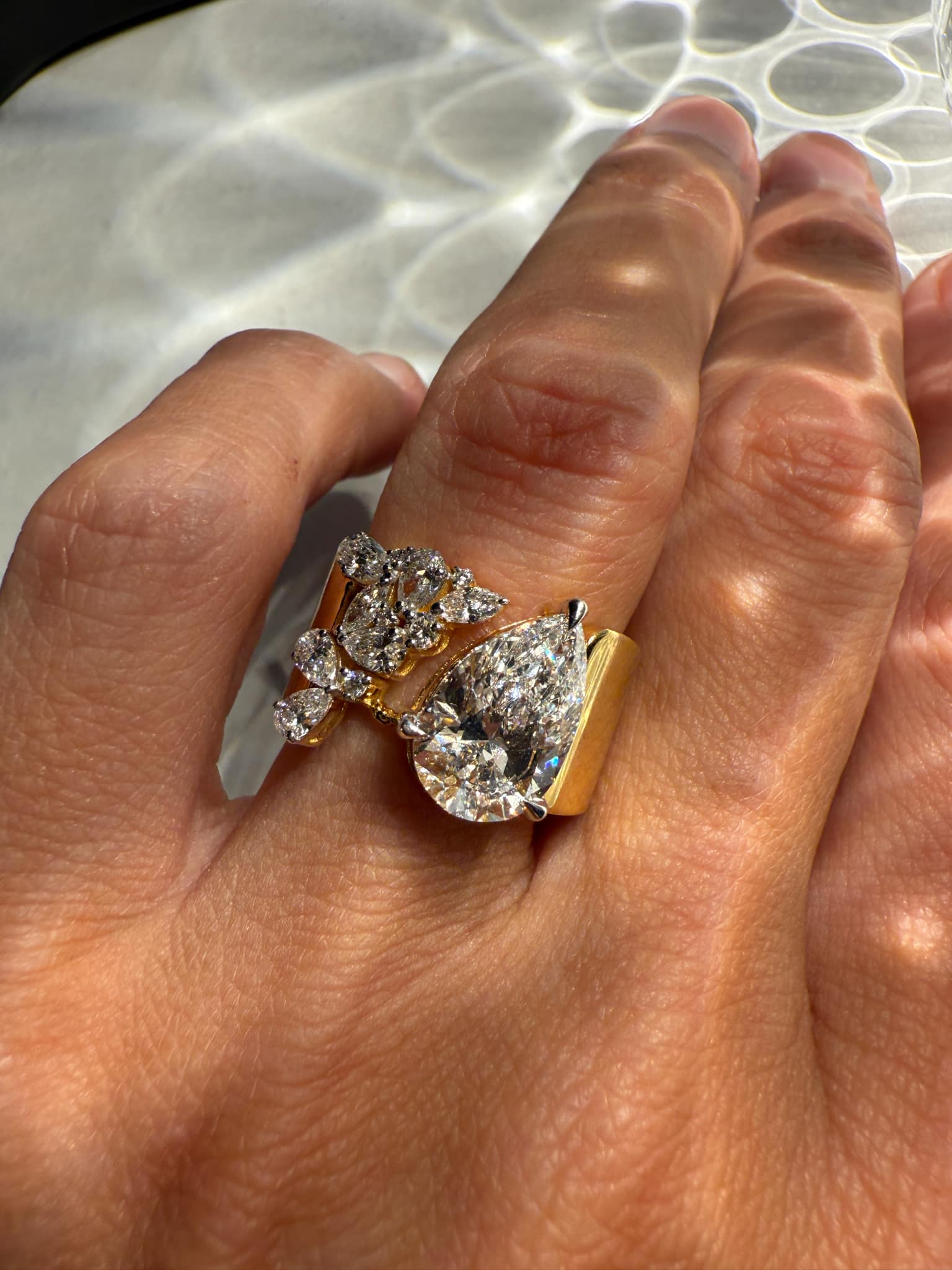 Pre Order : Lab Grown 3.69 TCW Pear Brilliant Cut Diamond Ring - Image 4