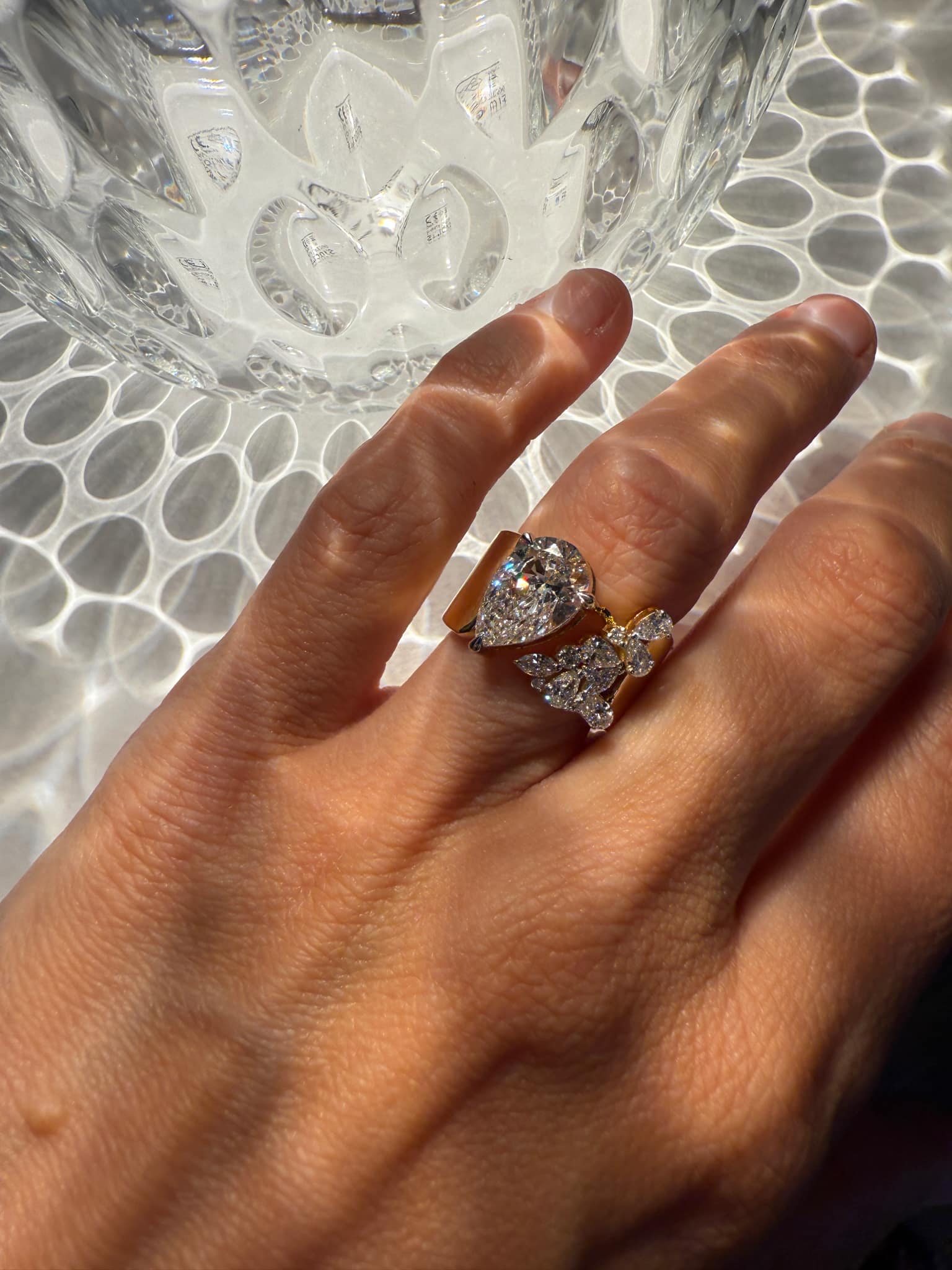 Pre Order : Lab Grown 3.69 TCW Pear Brilliant Cut Diamond Ring - Image 8