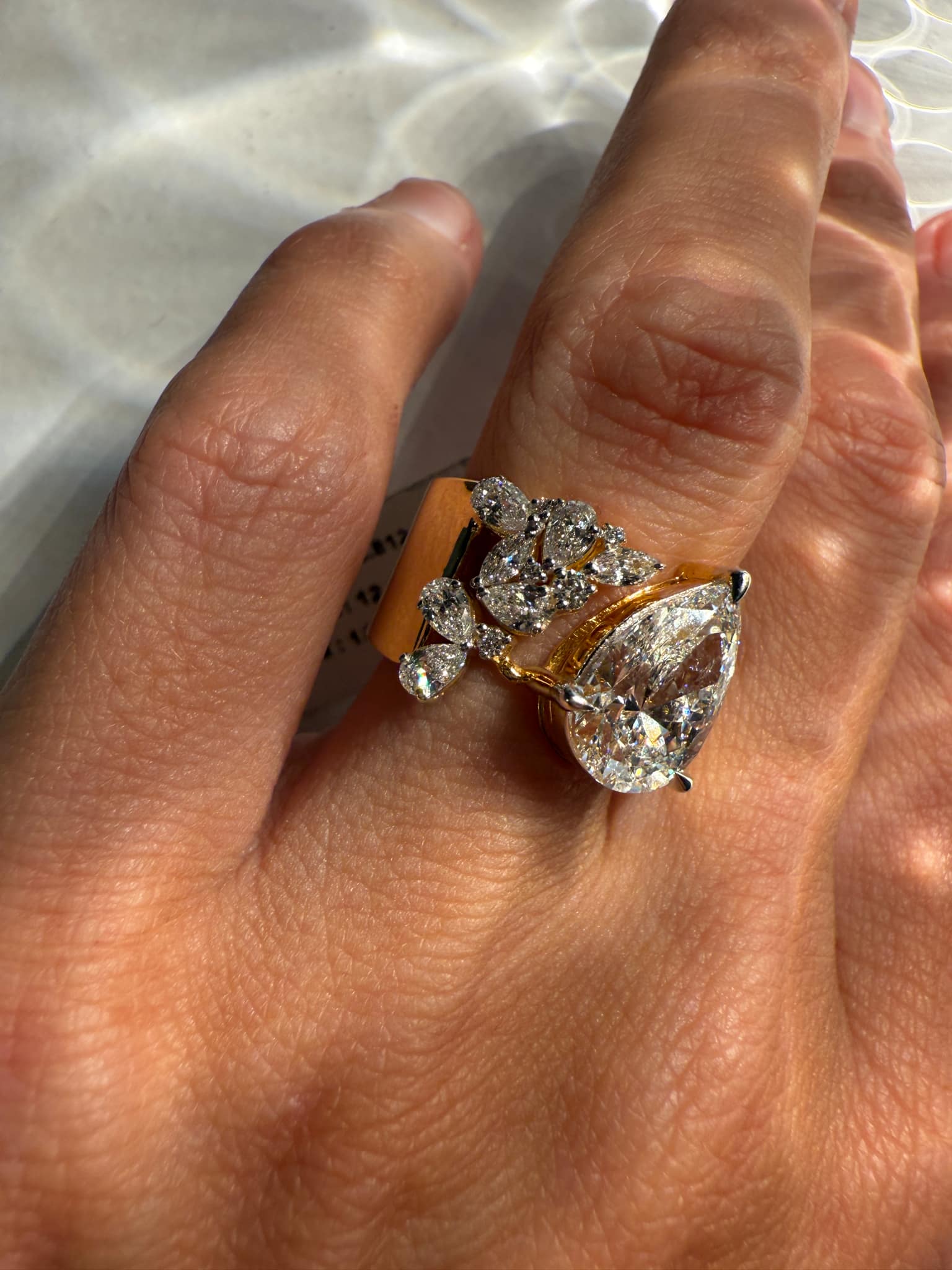 Pre Order : Lab Grown 3.69 TCW Pear Brilliant Cut Diamond Ring - Image 11