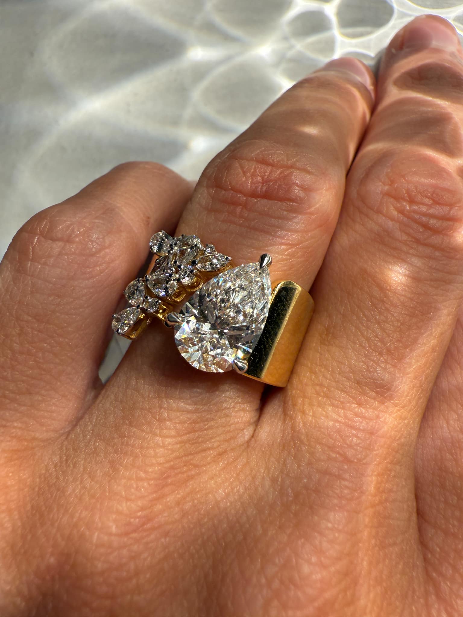 Pre Order : Lab Grown 3.69 TCW Pear Brilliant Cut Diamond Ring - Image 13