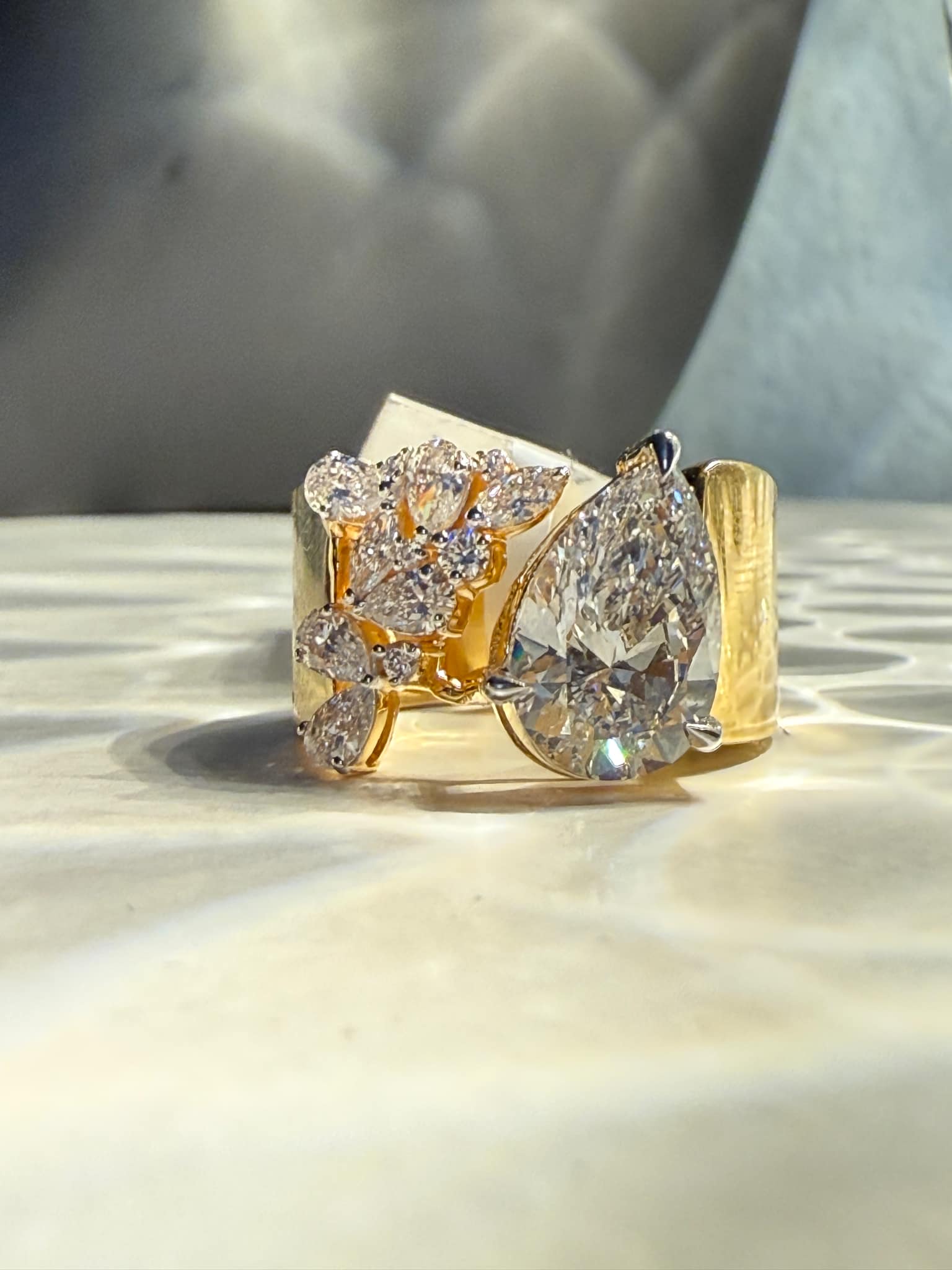 Pre Order : Lab Grown 3.69 TCW Pear Brilliant Cut Diamond Ring