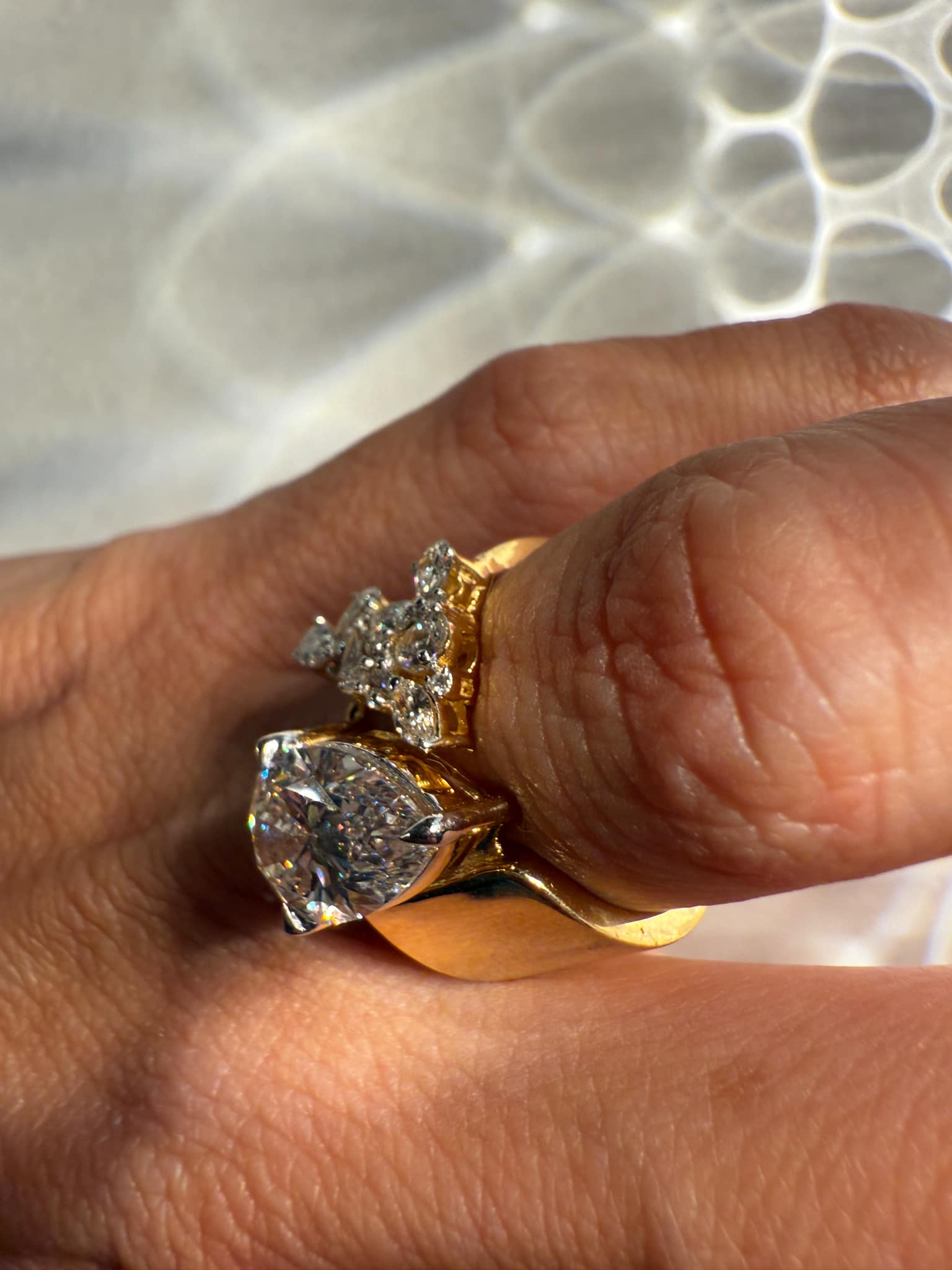 Pre Order : Lab Grown 3.69 TCW Pear Brilliant Cut Diamond Ring - Image 5