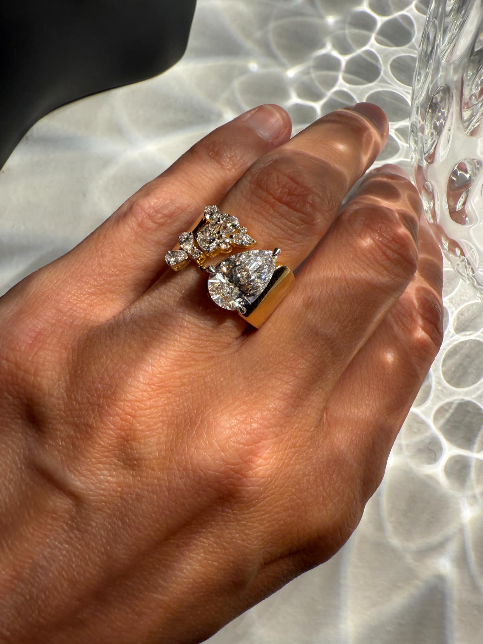 Pre Order : Lab Grown 3.69 TCW Pear Brilliant Cut Diamond Ring - Image 7