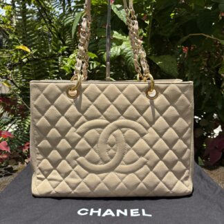 Chanel Series 14 Beige Quilted Caviar Grand Shopping Tote