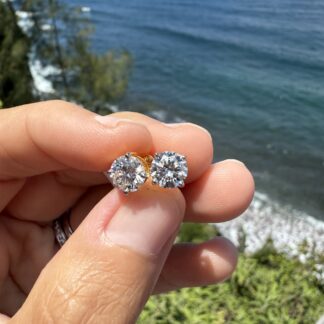 Lab Grown Diamond 14KT Yellow Gold 2 TCW Screw Back Stud Earrings