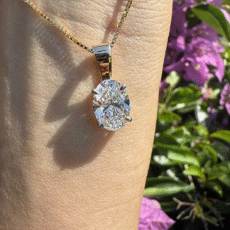 Pre Order: Lab Grown 3 TCW Diamond Oval Solitaire Necklace