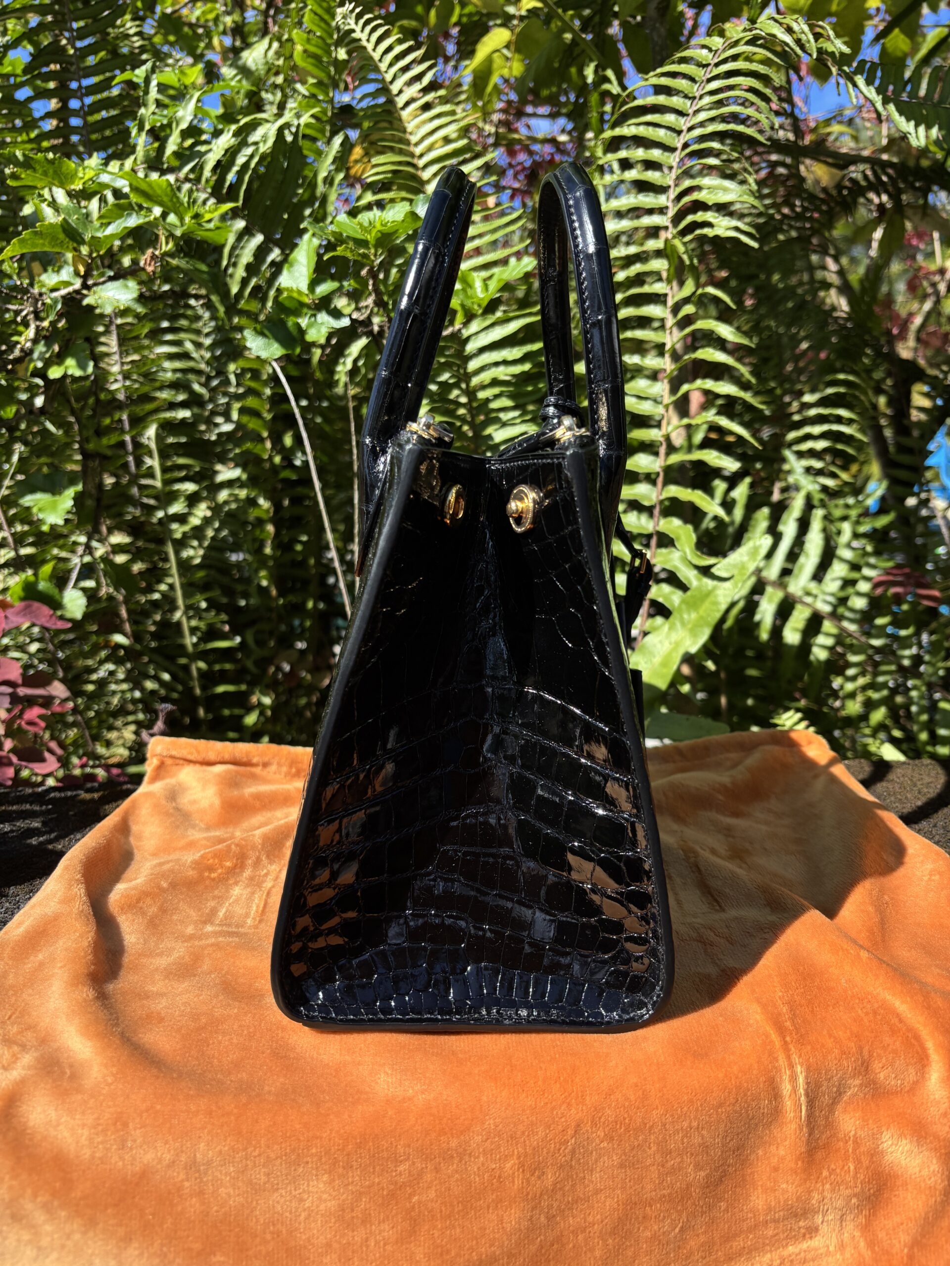 Custom Black Shiny Crocodile Leather Tasha Tote - Image 4