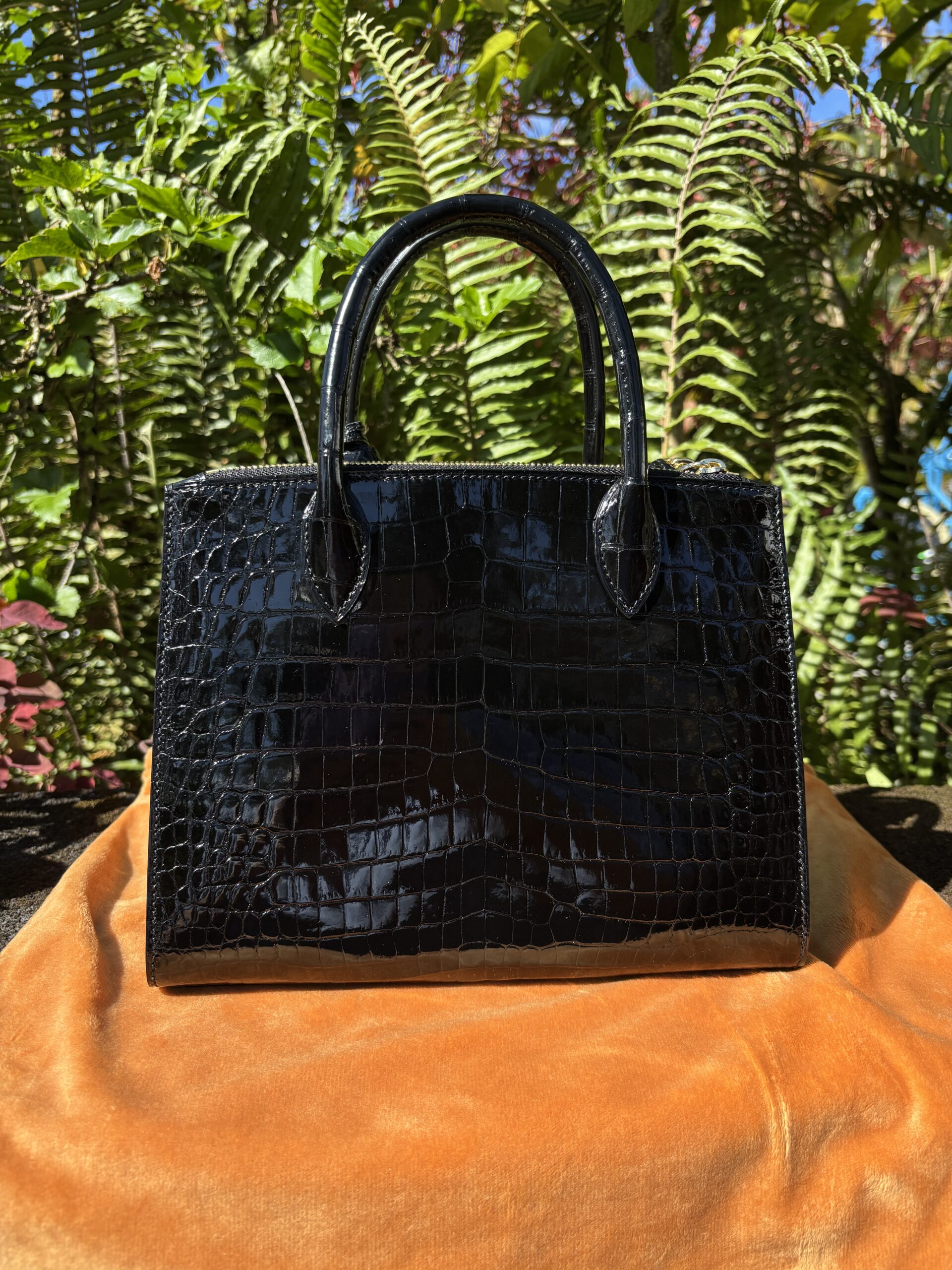 Custom Black Shiny Crocodile Leather Tasha Tote - Image 5