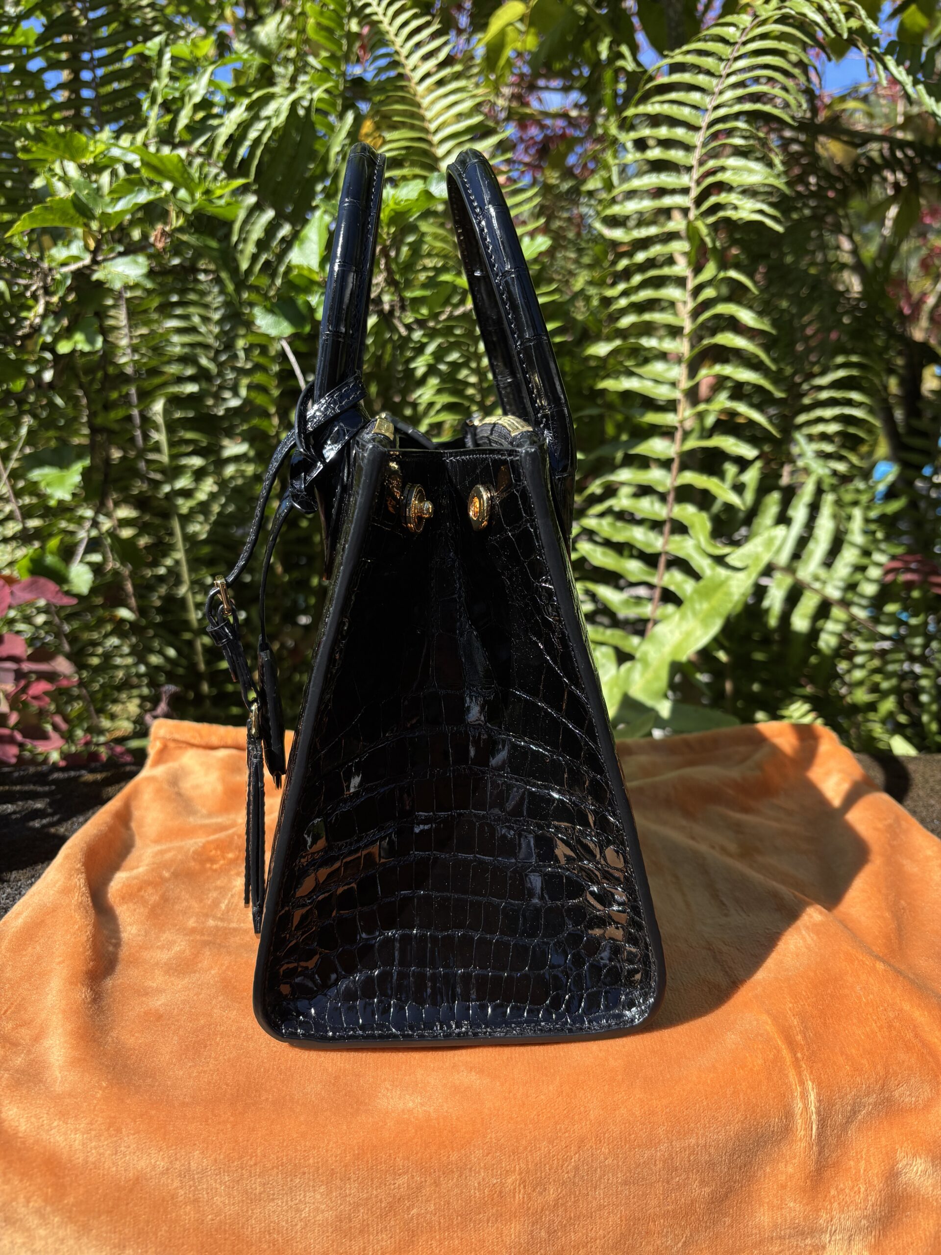 Custom Black Shiny Crocodile Leather Tasha Tote - Image 6