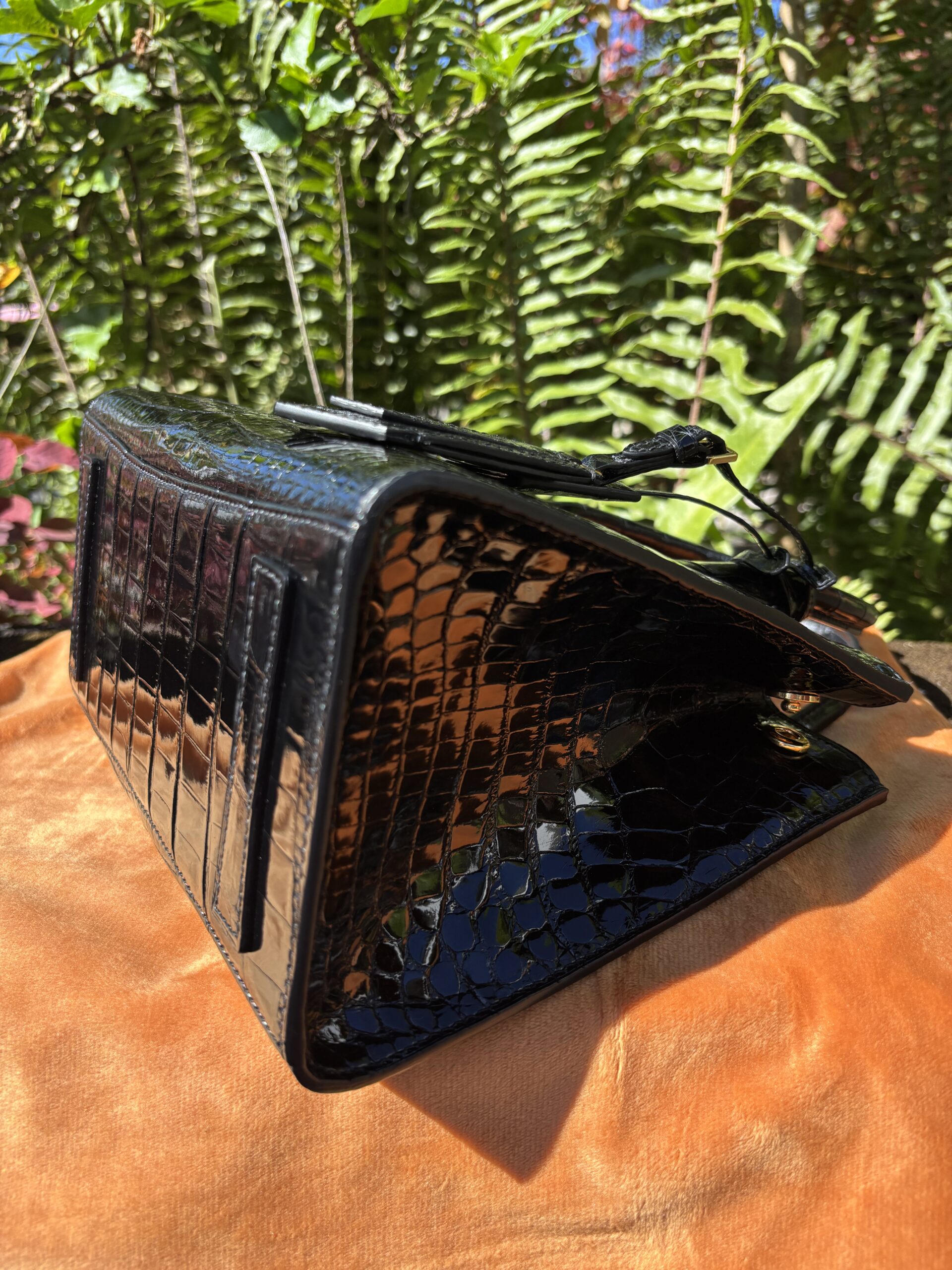 Custom Black Shiny Crocodile Leather Tasha Tote - Image 9