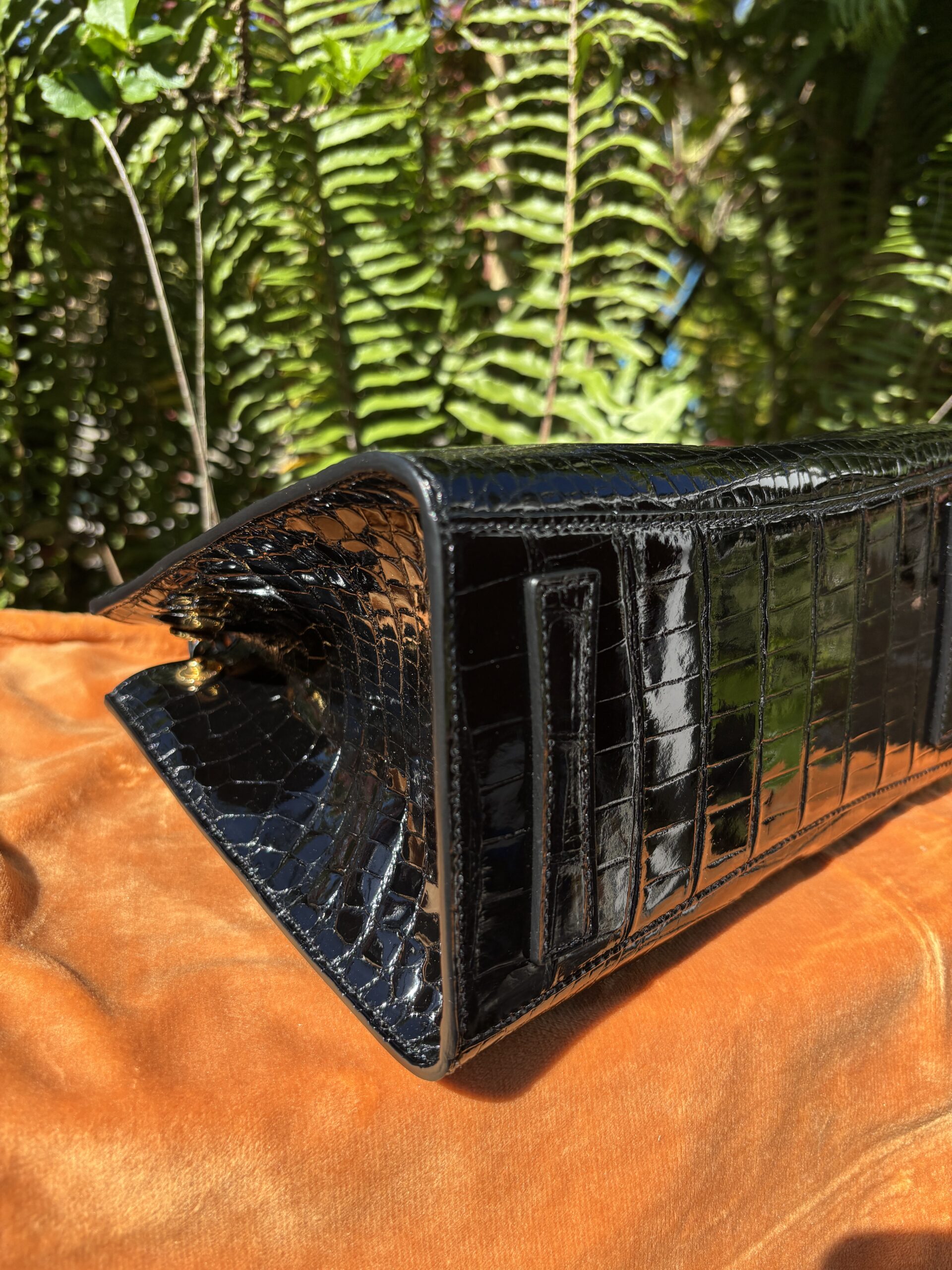 Custom Black Shiny Crocodile Leather Tasha Tote - Image 10