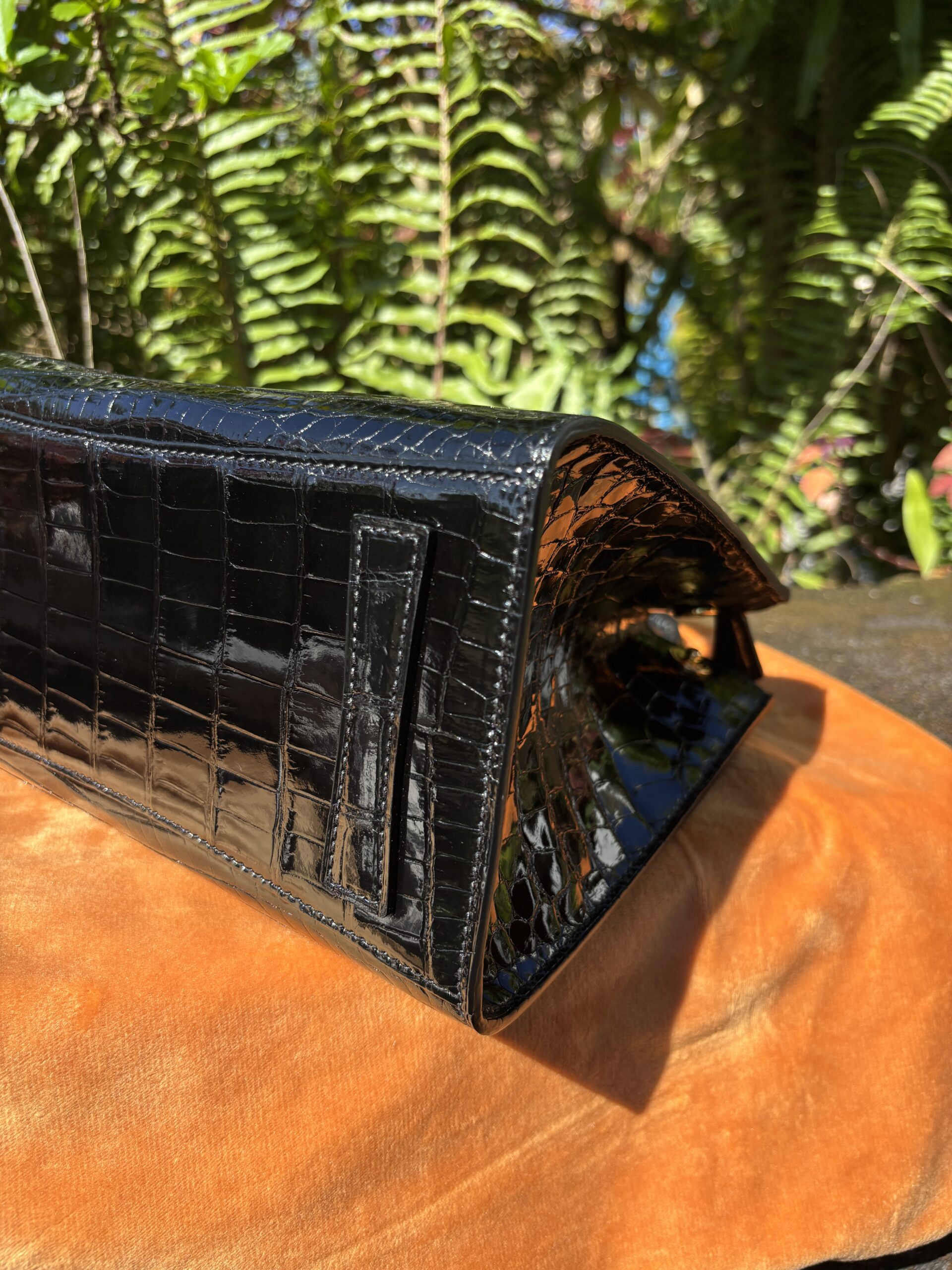 Custom Black Shiny Crocodile Leather Tasha Tote - Image 11