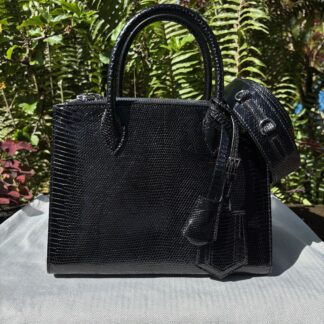 Custom Black Lizard Leather Tasha Tote