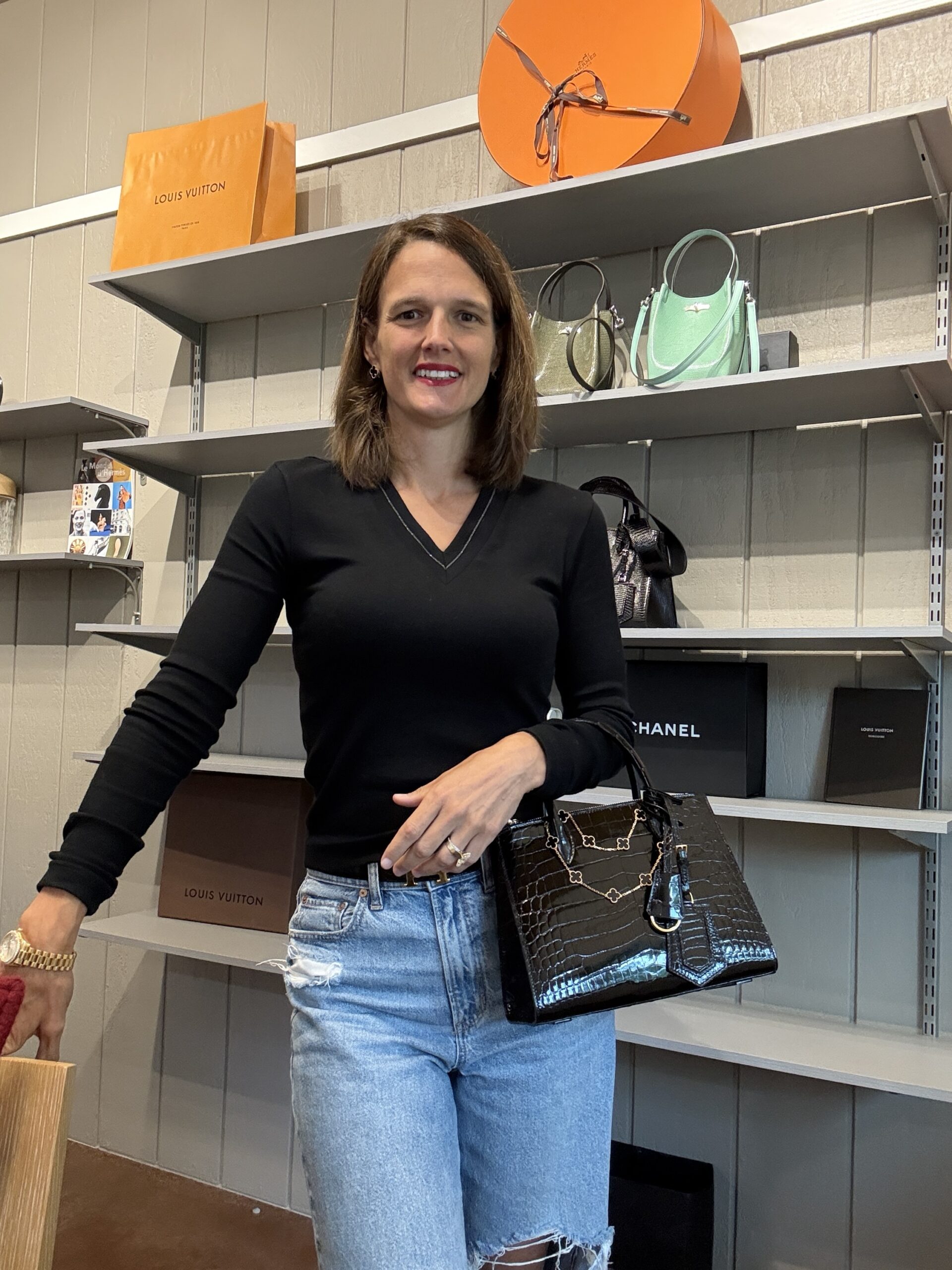 Custom Black Shiny Crocodile Leather Tasha Tote - Image 3