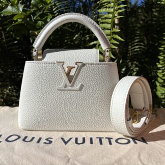 Louis Vuitton White Leather Capucines BB